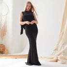 Black Cowl Back Gown - Sarvin