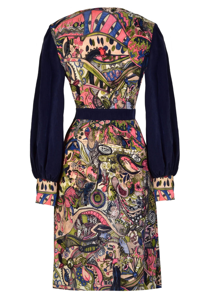 a Long Sleeve Mini Dress by Sarvin with a floral pattern on it.