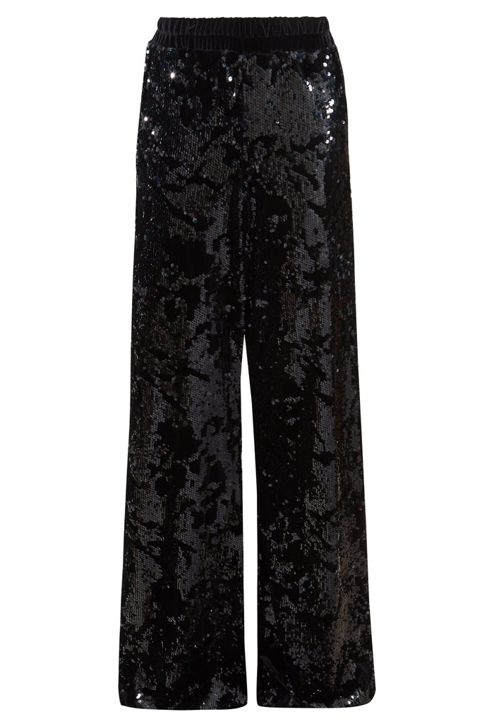 a Sarvin Sequin Flared Trouser.