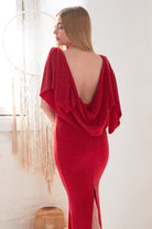 Red Cowl Back Gown - Sarvin