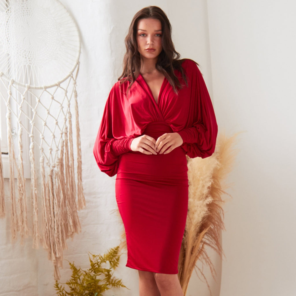 Red Batwing Dress - Sarvin