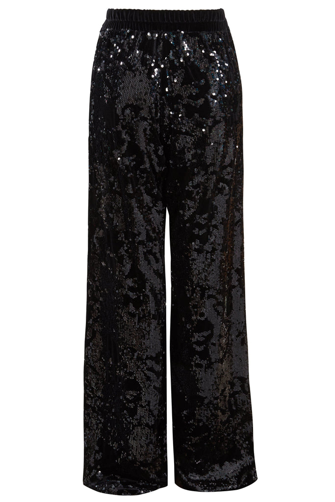 Sarvin black Sequin Flared Trousers.