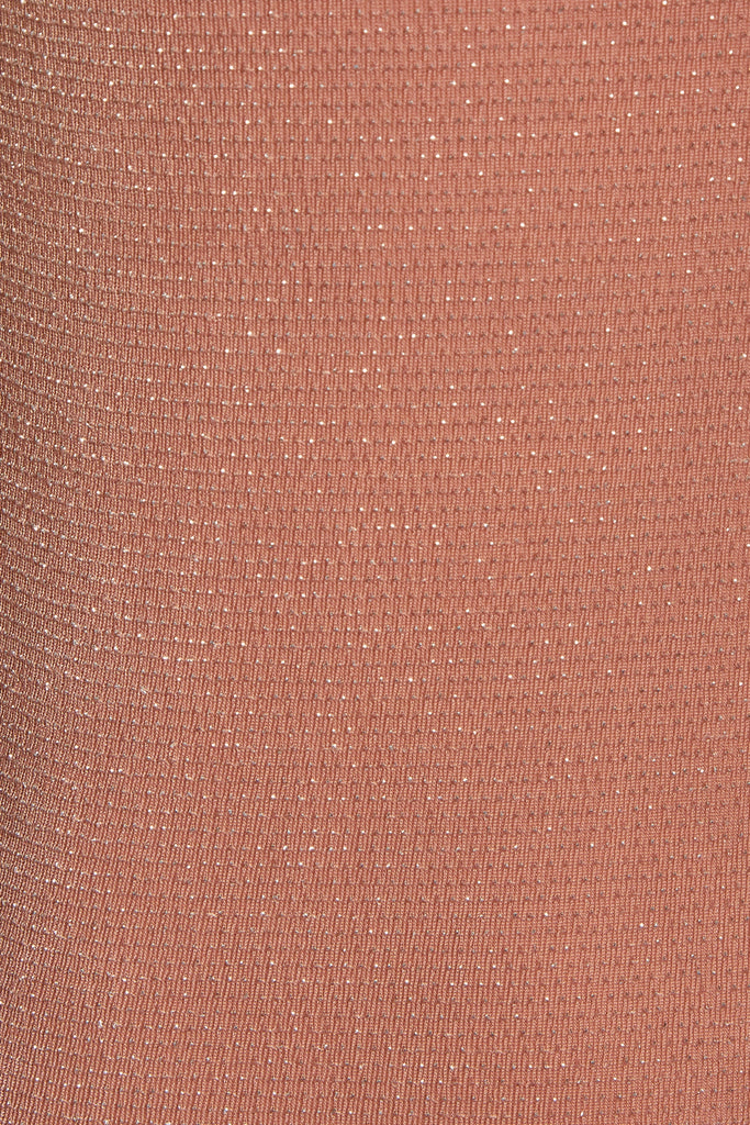 a close up of a Sarvin Mocha Backless Maxi Dress.