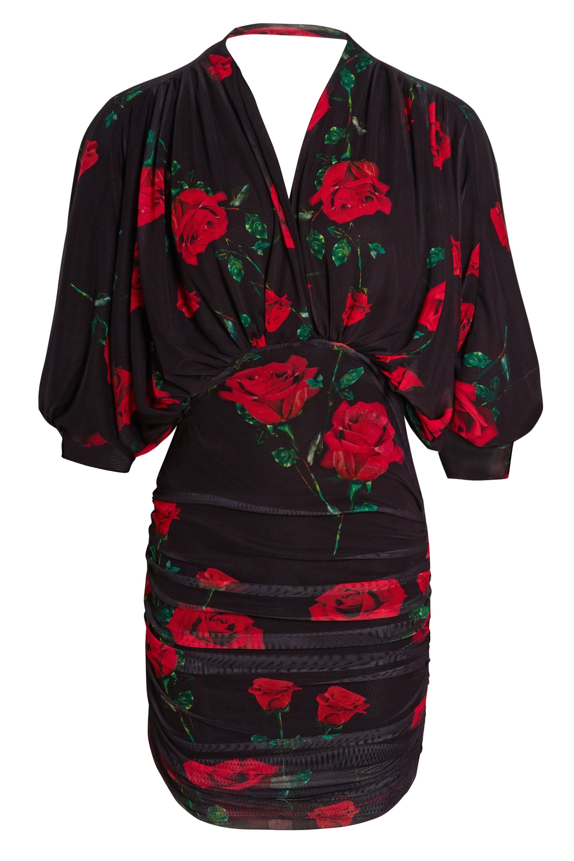 Ruched Batwing Mini Dress By Sarvin Ruched Batwing Mini Dress By Sarvin